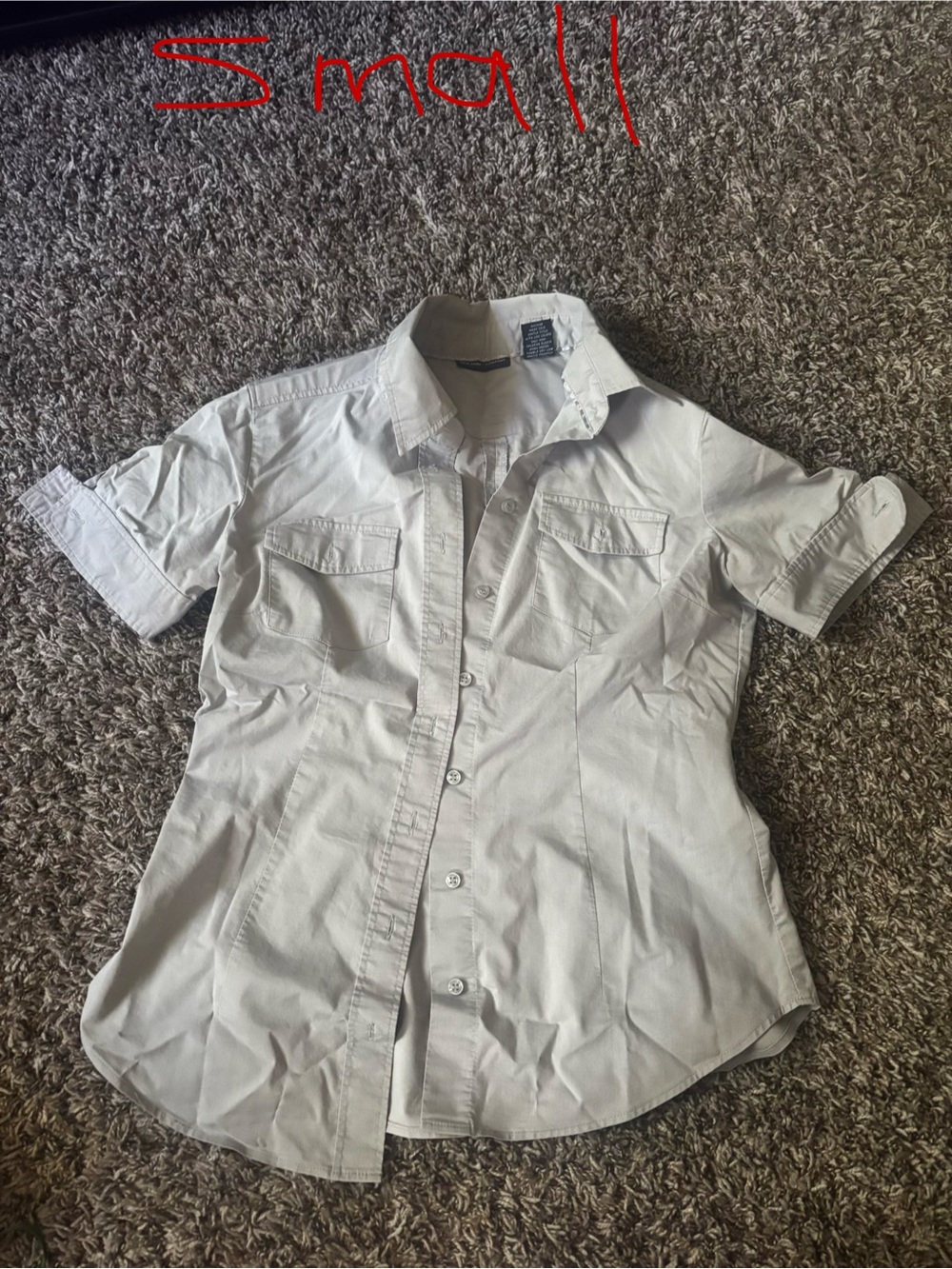 New York & Company White Short-Sleeve Button-Up Shirt